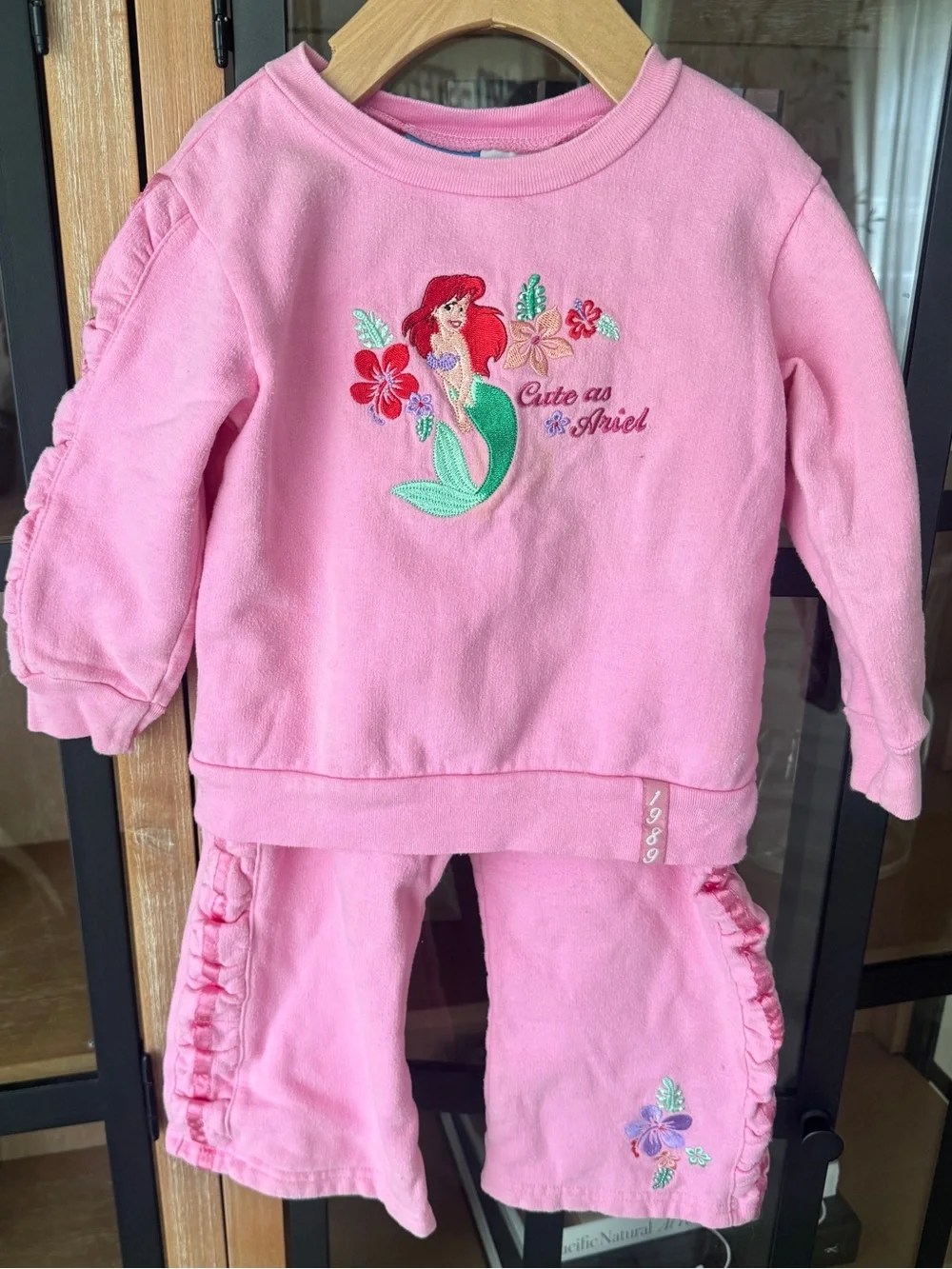 Vintage 90s Disney The Little Mermaid Ariel set embroidered sweatshirt pants y2k